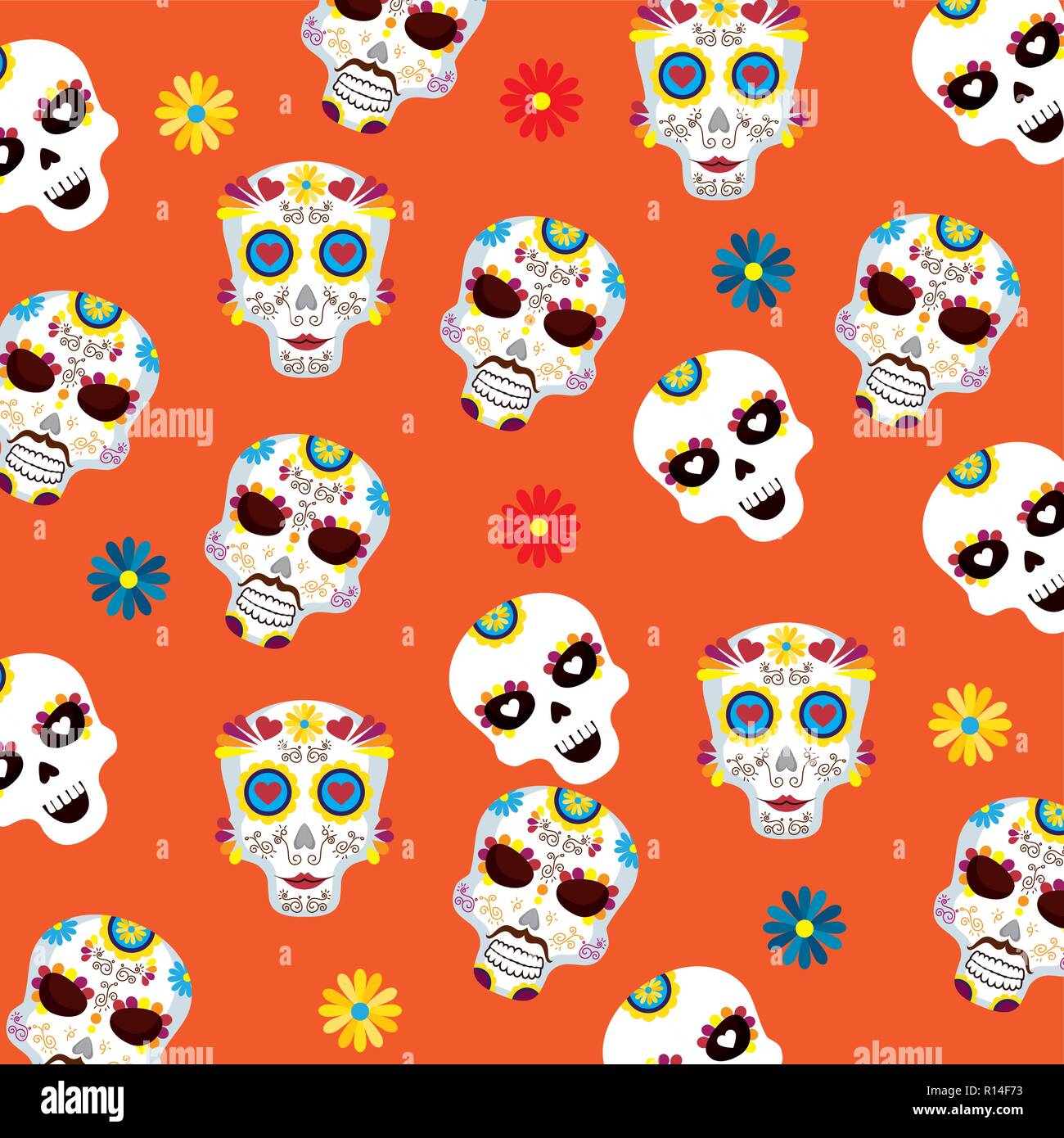skull mask and flowers background to day of the dead vector ...