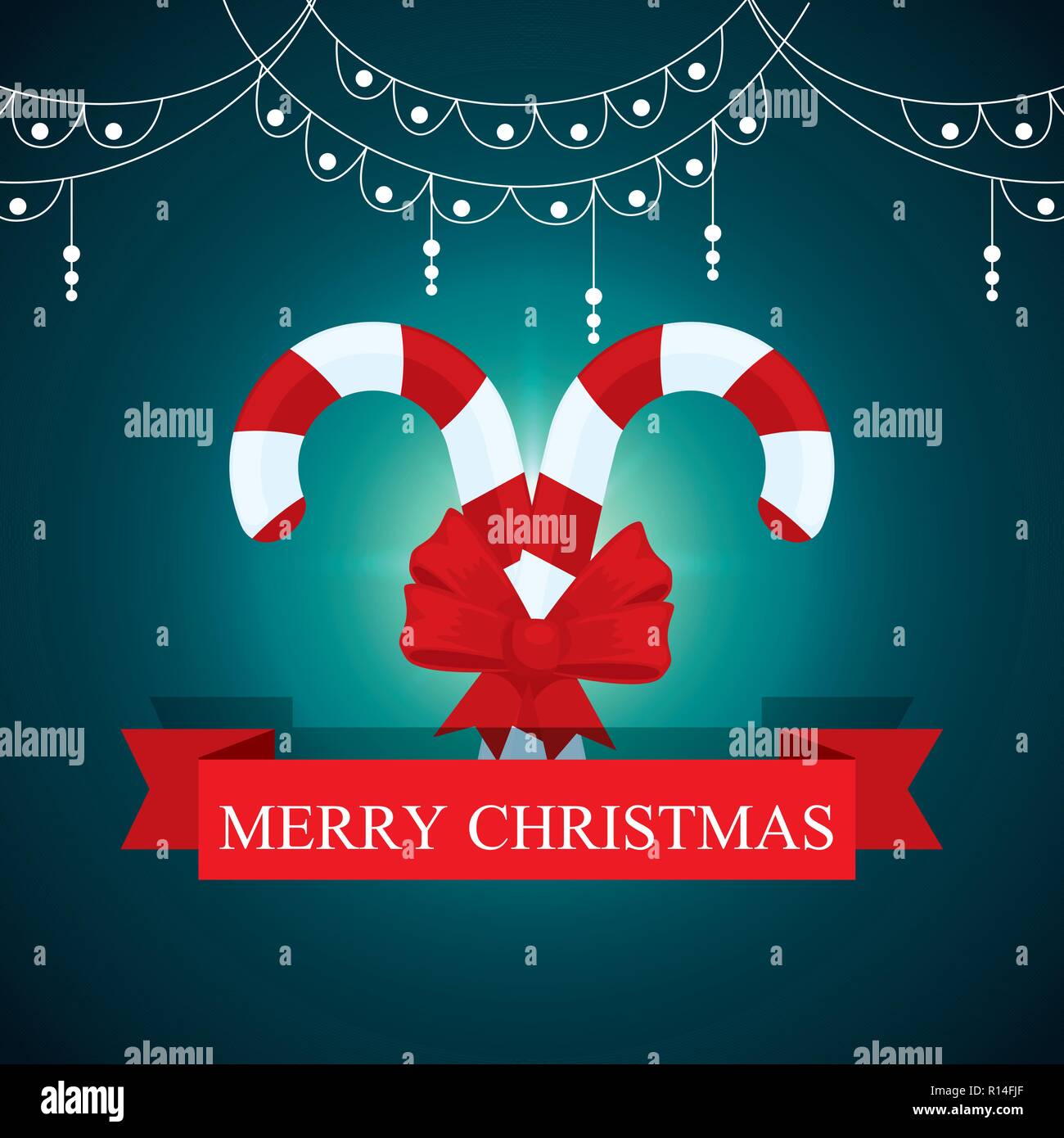 sweet walking stick with ribbon bow vector illustration Stock Vector