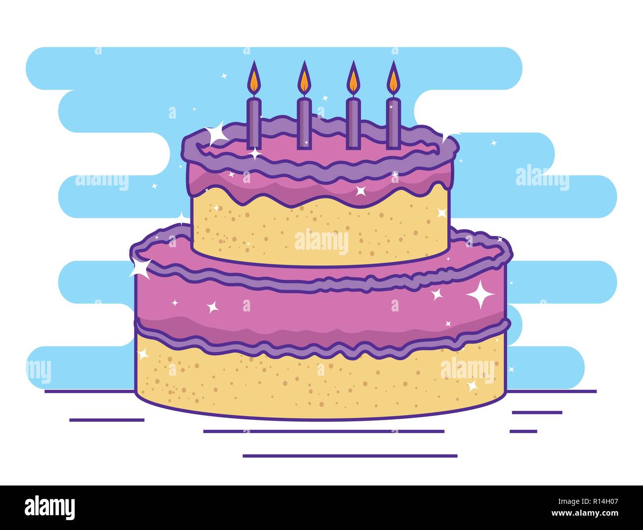 cake with candles to happy birthday celebration Stock Vector Image