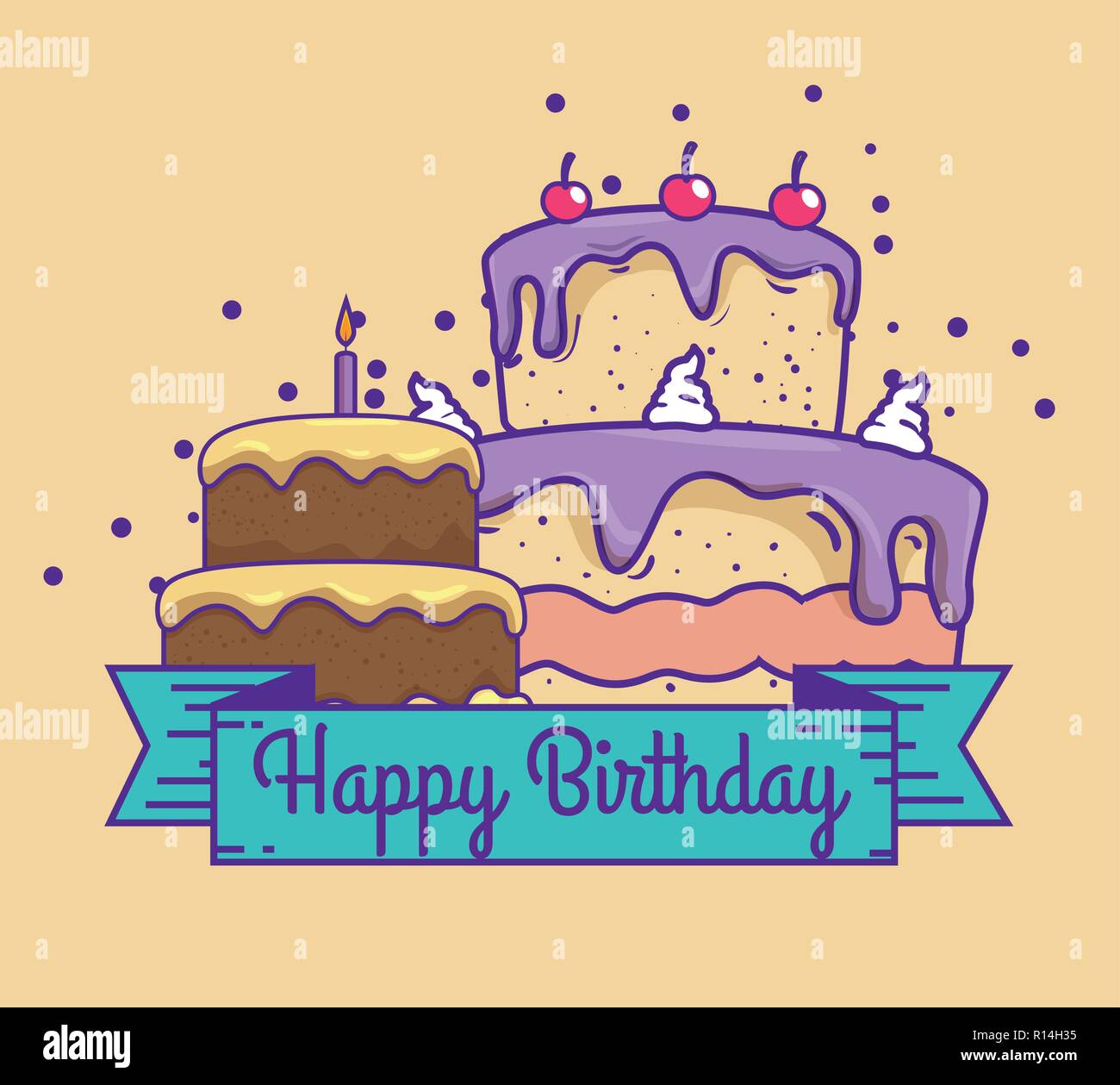 cakes-with-cherrys-and-candle-to-happy-birthday-stock-vector-image