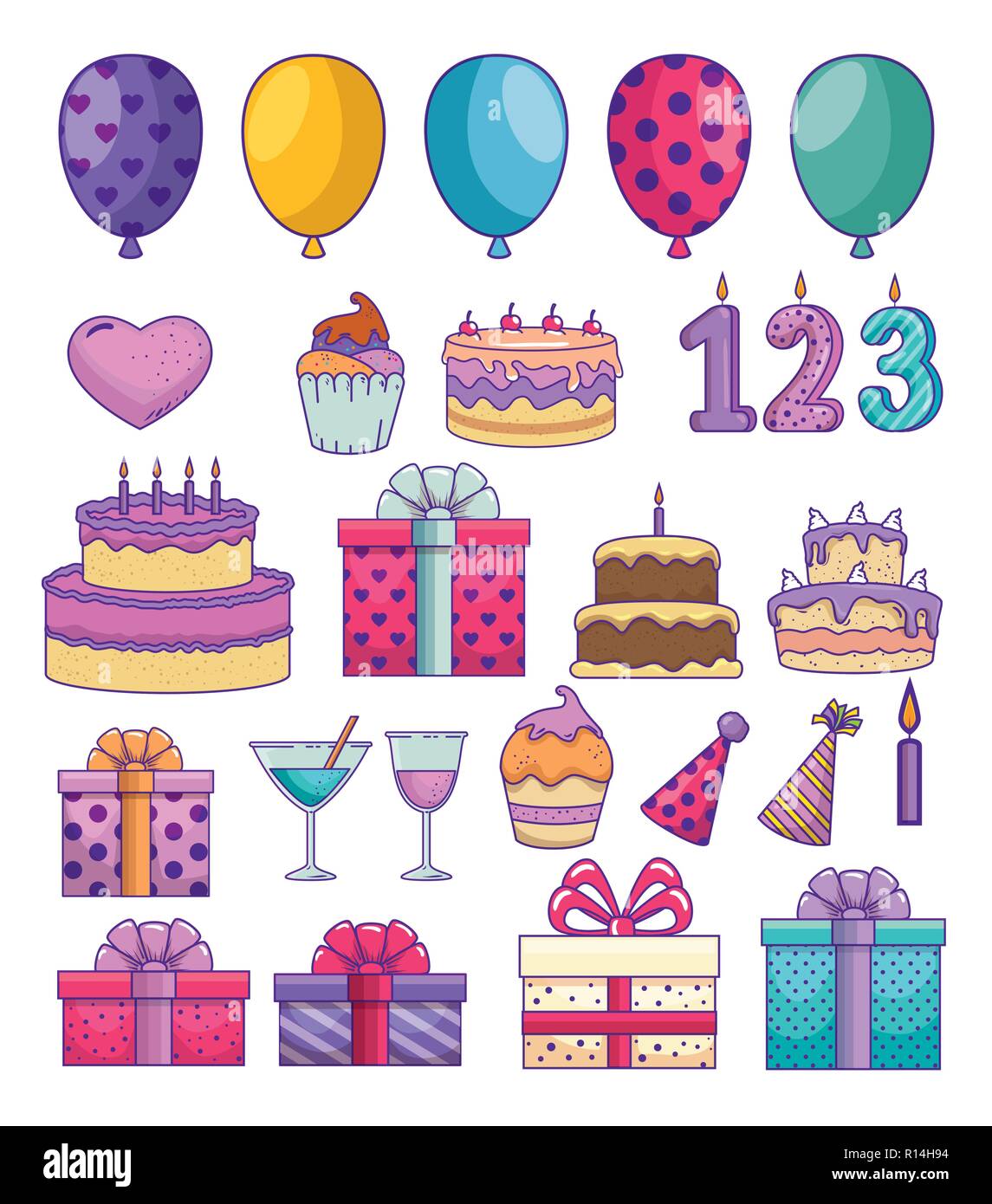 set happy birthday decoration to celebrate event Stock Vector Image ...