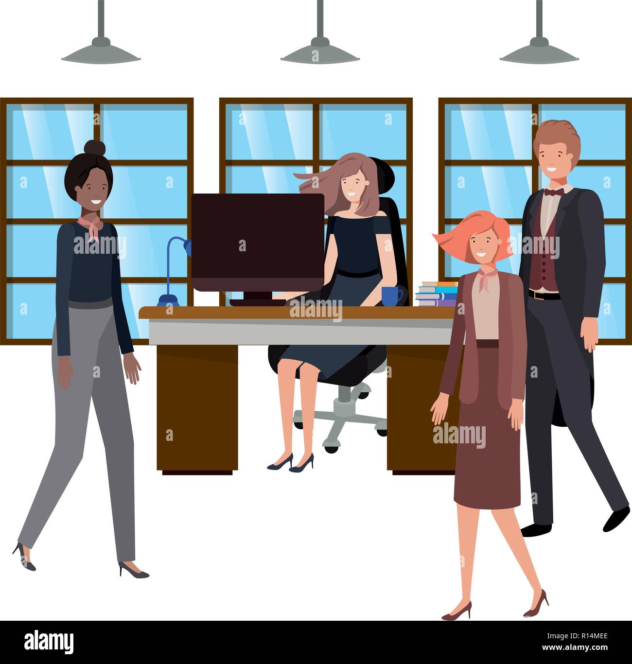 group of people business in the work office Stock Vector Image & Art ...