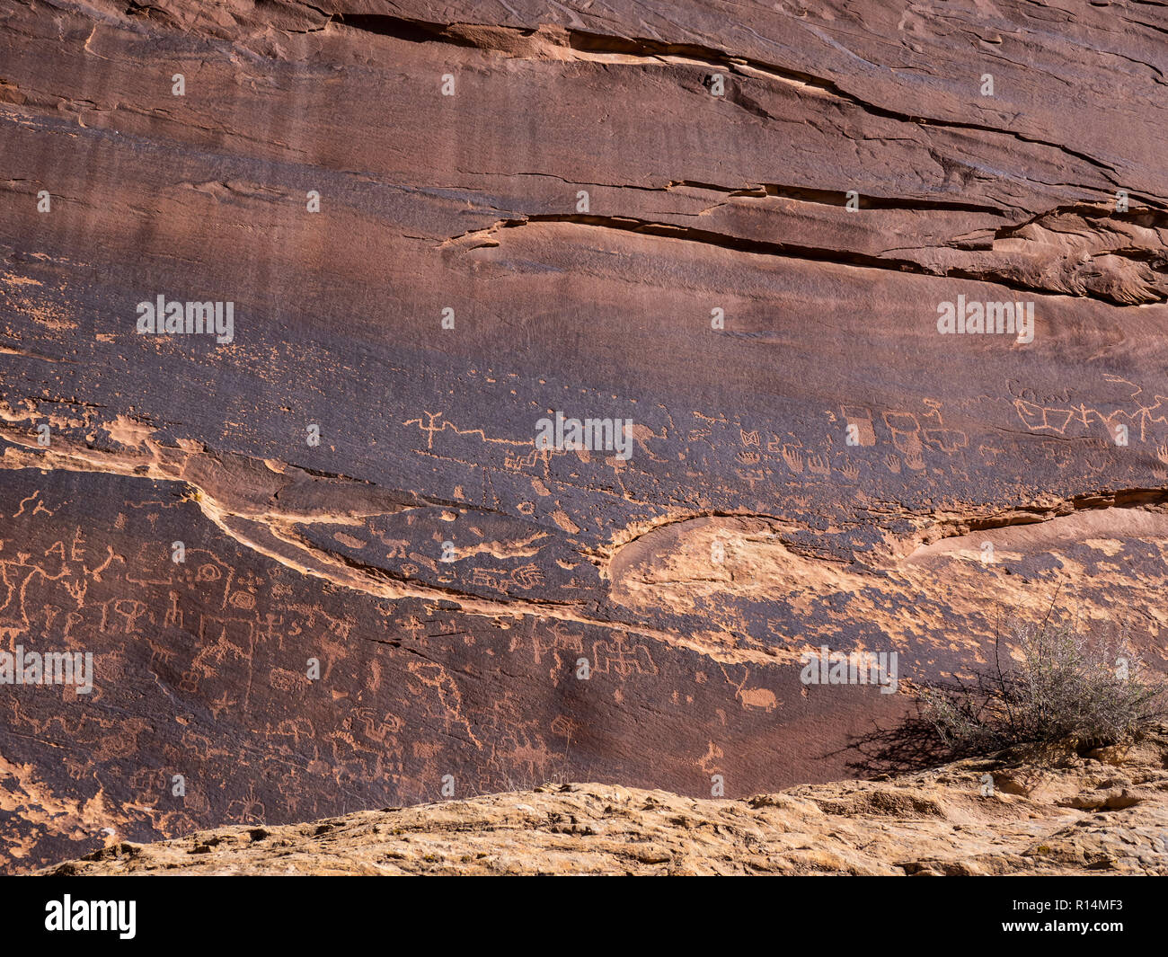 Sand Island Petroglyphs, Bluff, Utah. Stock Photo
