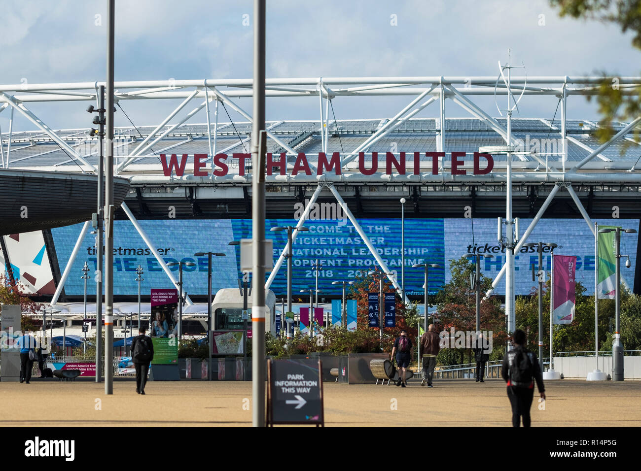 London Stadium, home to West Ham United football club, Queen Elizabeth Olympic Park, Stratford, London, England, U.K. Stock Photo