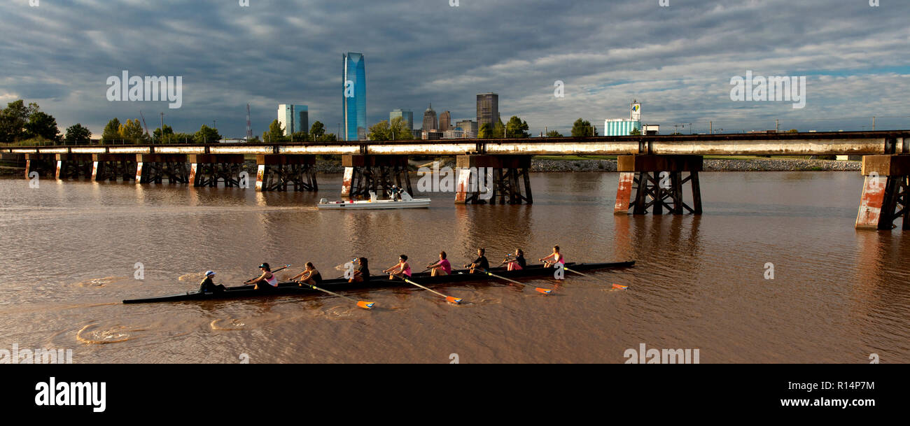 OCTOBER 11, 2018 - Oklahoma City, USA - Rowers rowing on Oklahoma City ...