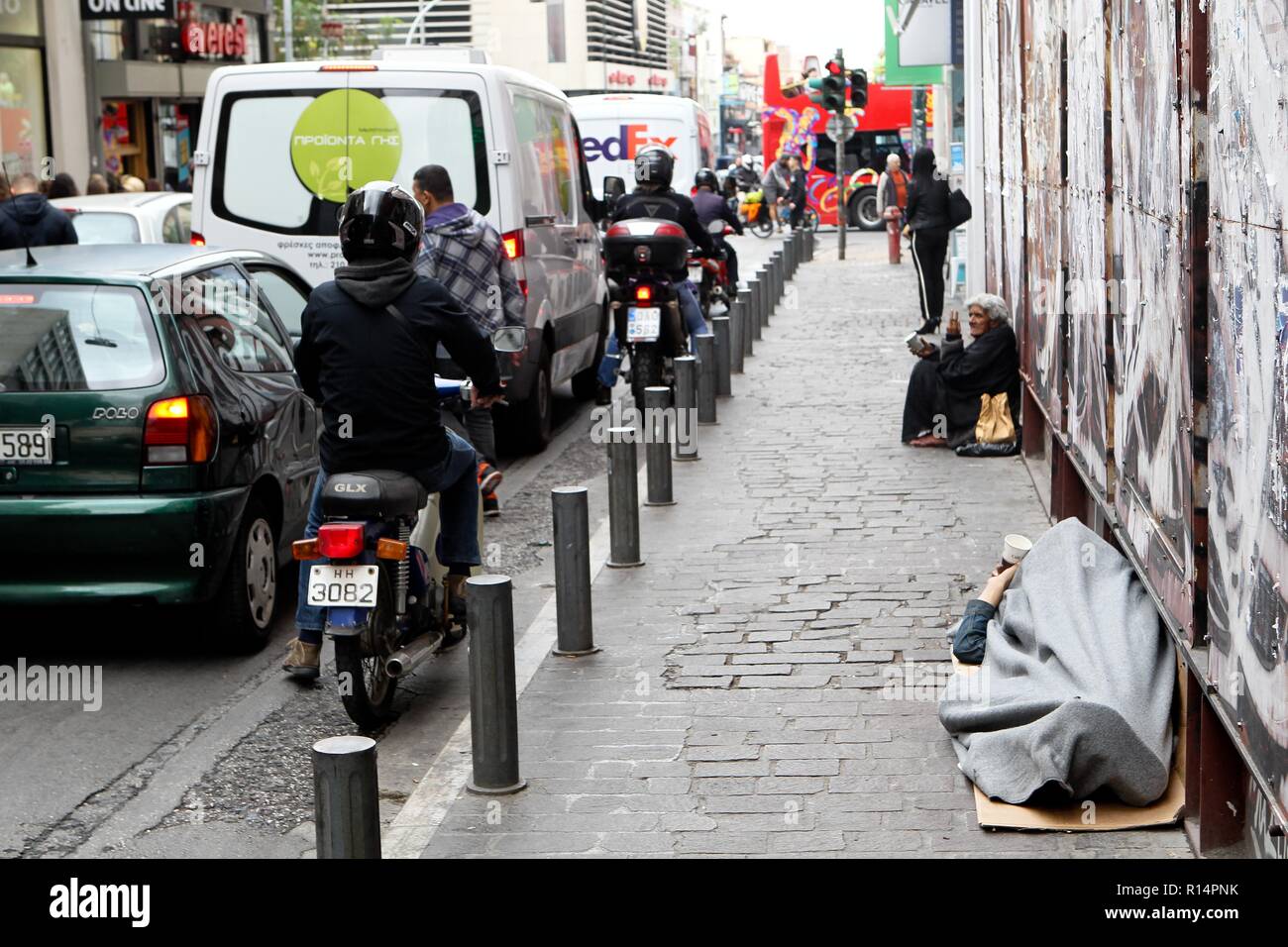 A homeless man in the center of Athens Stock Photo - Alamy