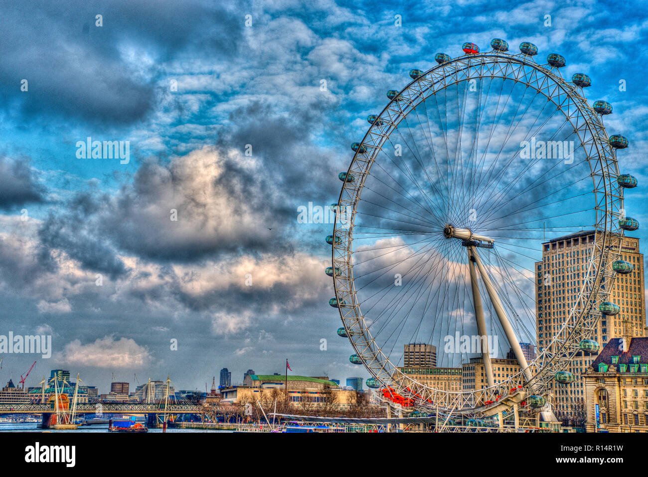Royal festival hall and the london eye hi-res stock photography and ...
