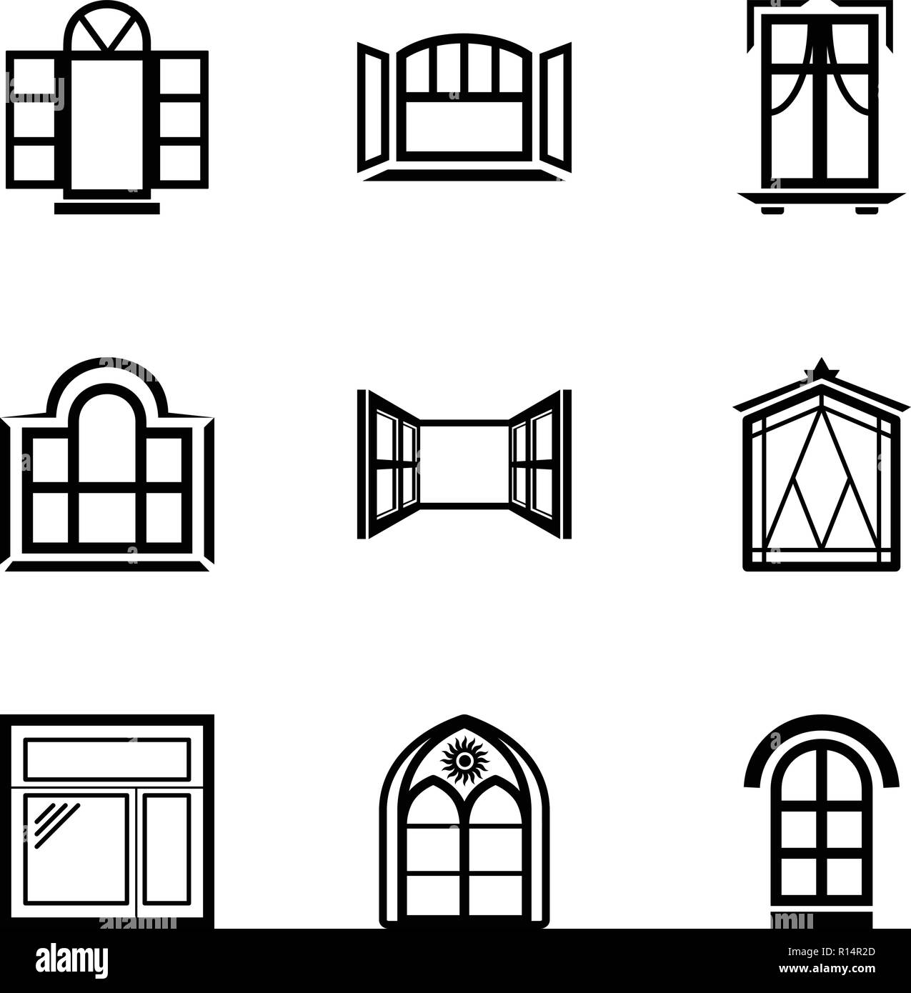 Open window icons set, simple style Stock Vector Image & Art Alamy