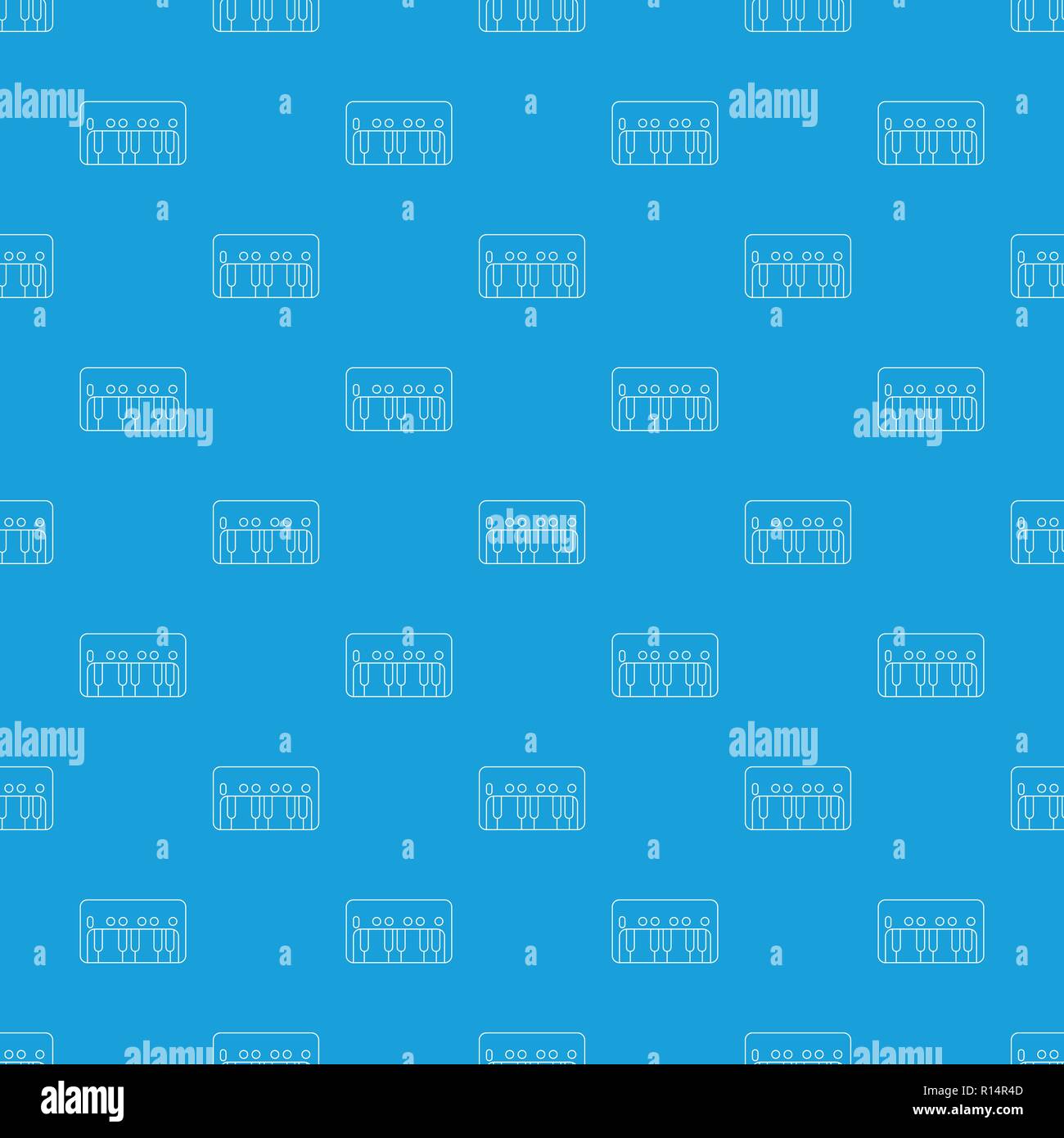Synthesizer piano pattern vector seamless blue Stock Vector