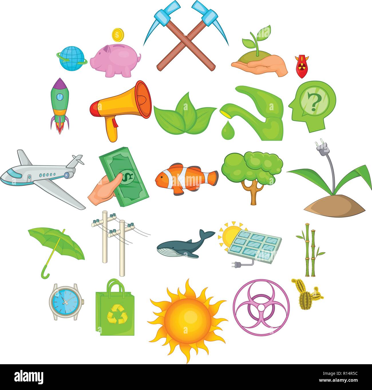 Warming icons set, cartoon style Stock Vector Image & Art - Alamy
