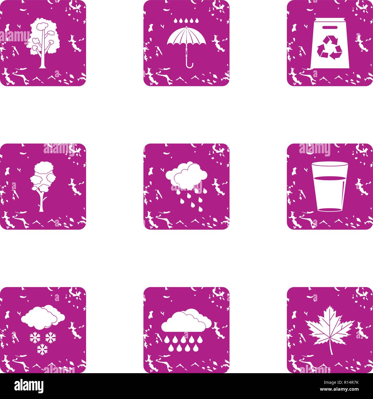Nature protection icons set, grunge style Stock Vector