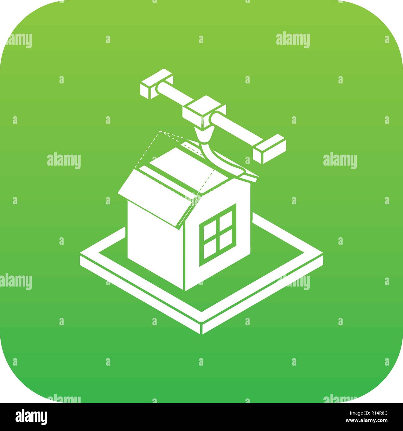 House d printing icon green vector Stock Vector