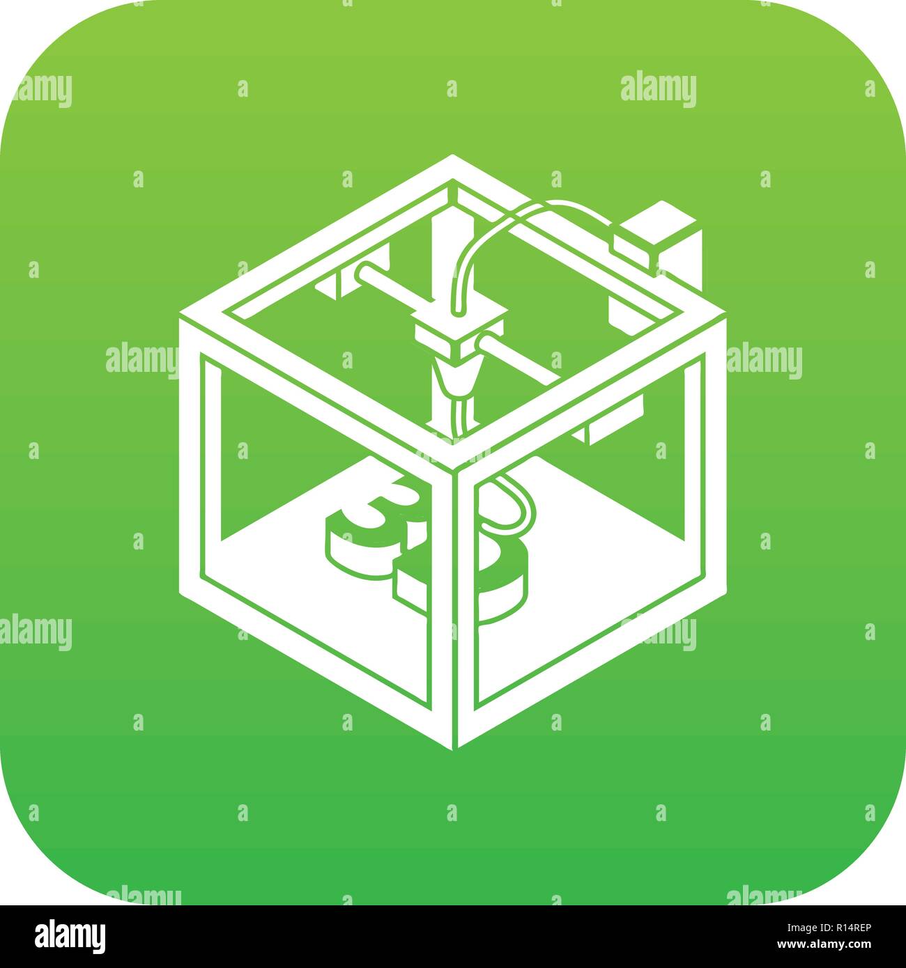 Three d printer icon green vector Stock Vector