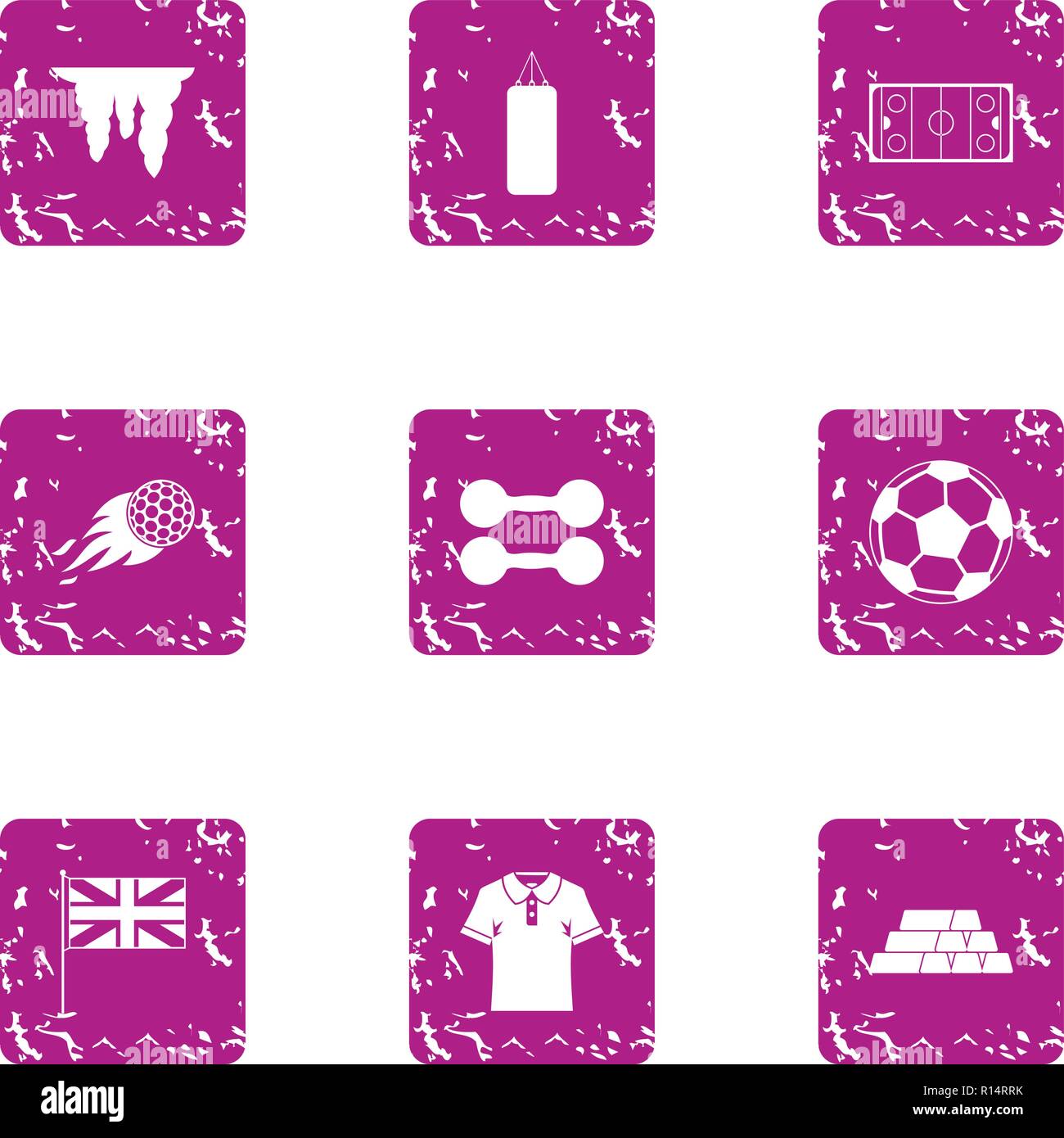Fierce training icons set, grunge style Stock Vector