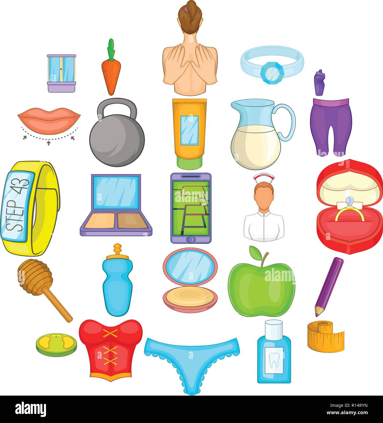 Korean cosmetics icons set, cartoon style Stock Vector Image & Art - Alamy