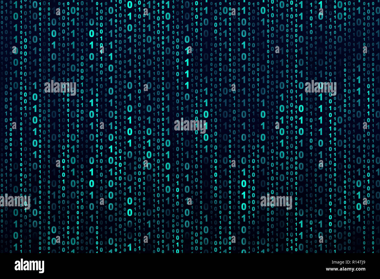Binary computer code on black background, abstract illustration Stock ...