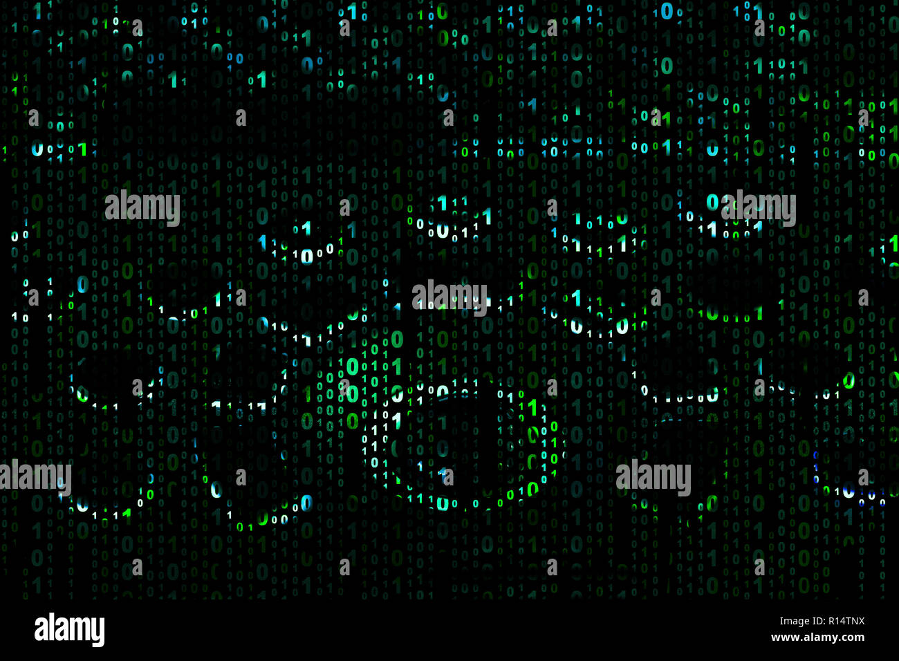 hacker screensaver with a binary code on the background of a ...