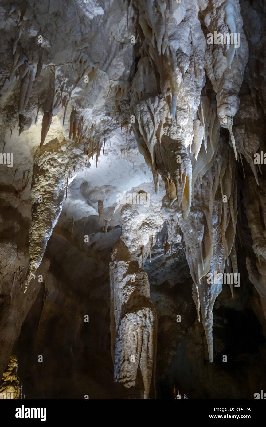 Waitomo rock formations in glowworm caves, New Zealand Stock Photo