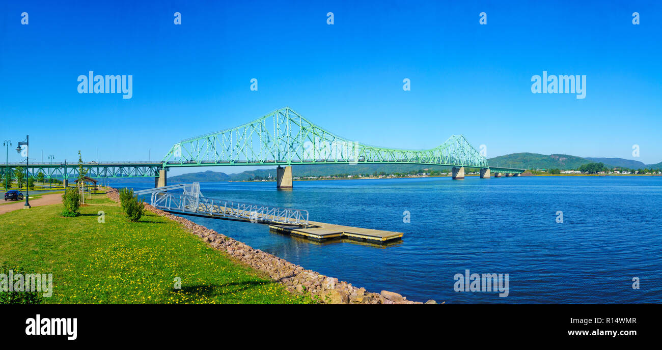 Panoramic view of the J.C. Van Horne Bridge, crossing the Restigouche