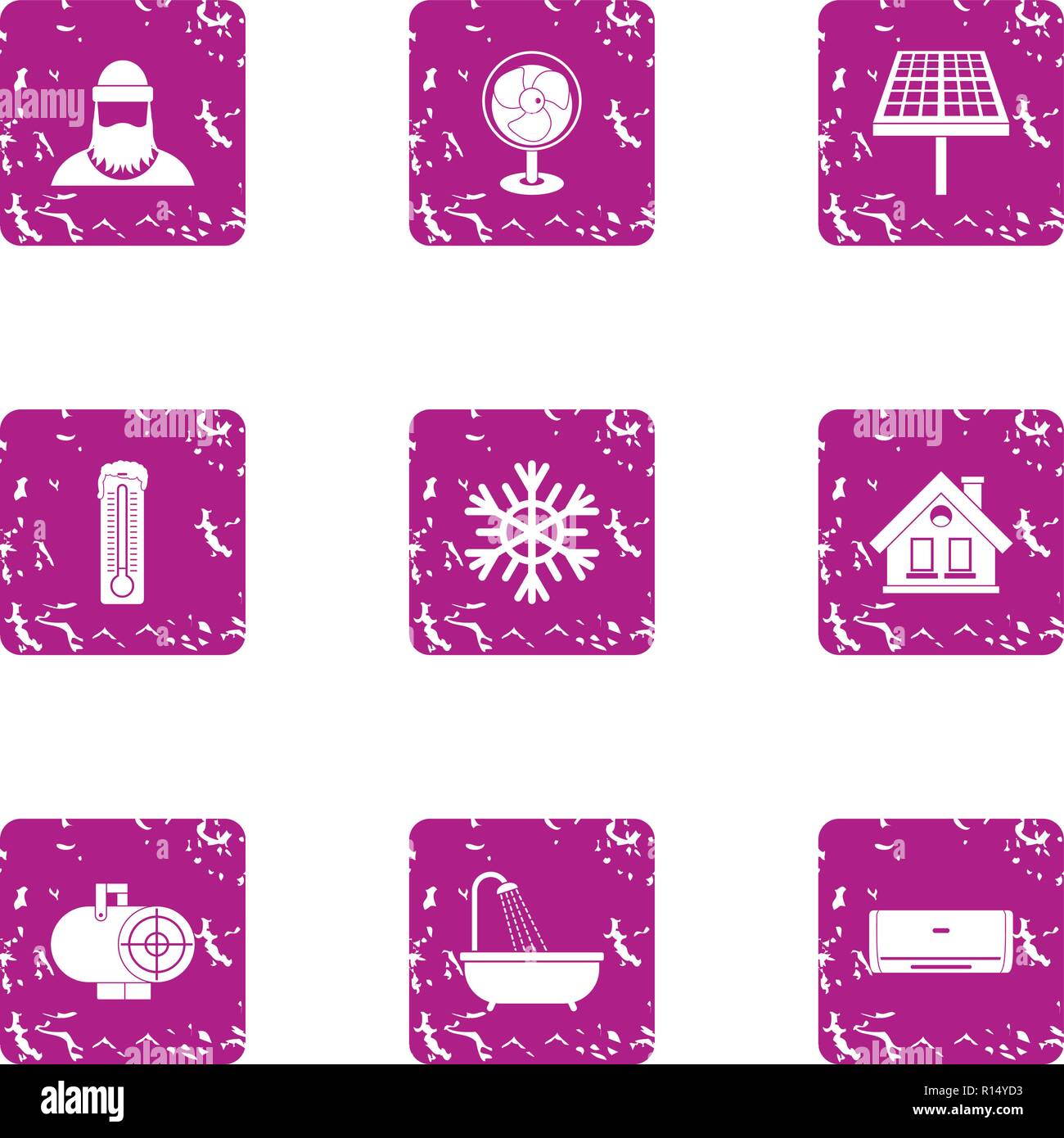 Winter forester icons set, grunge style Stock Vector