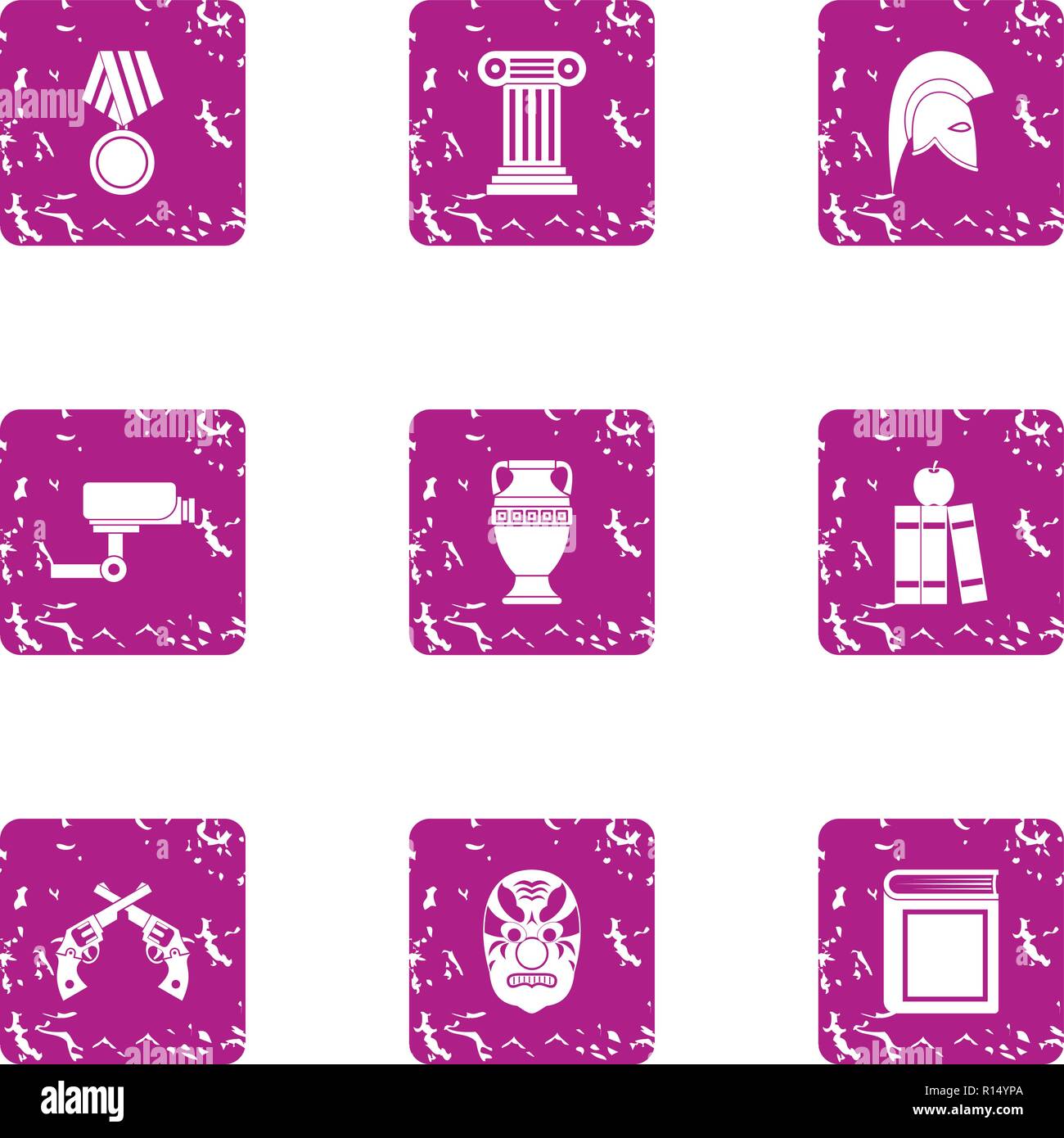 Skansen icons set, grunge style Stock Vector