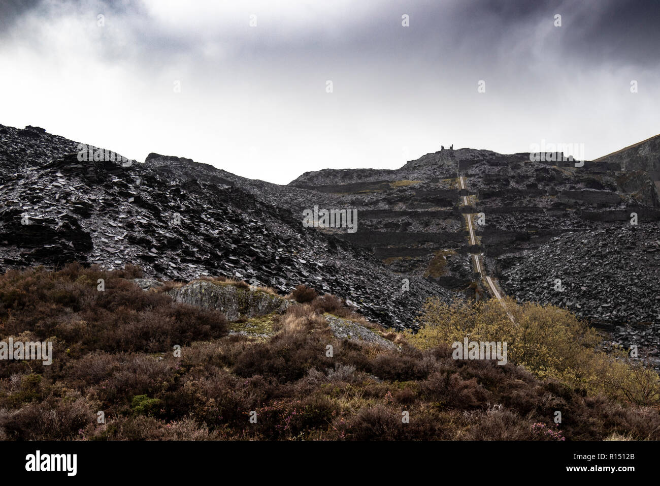 Inclined Plane at Dinorwig Slate Quarry Stock Photo