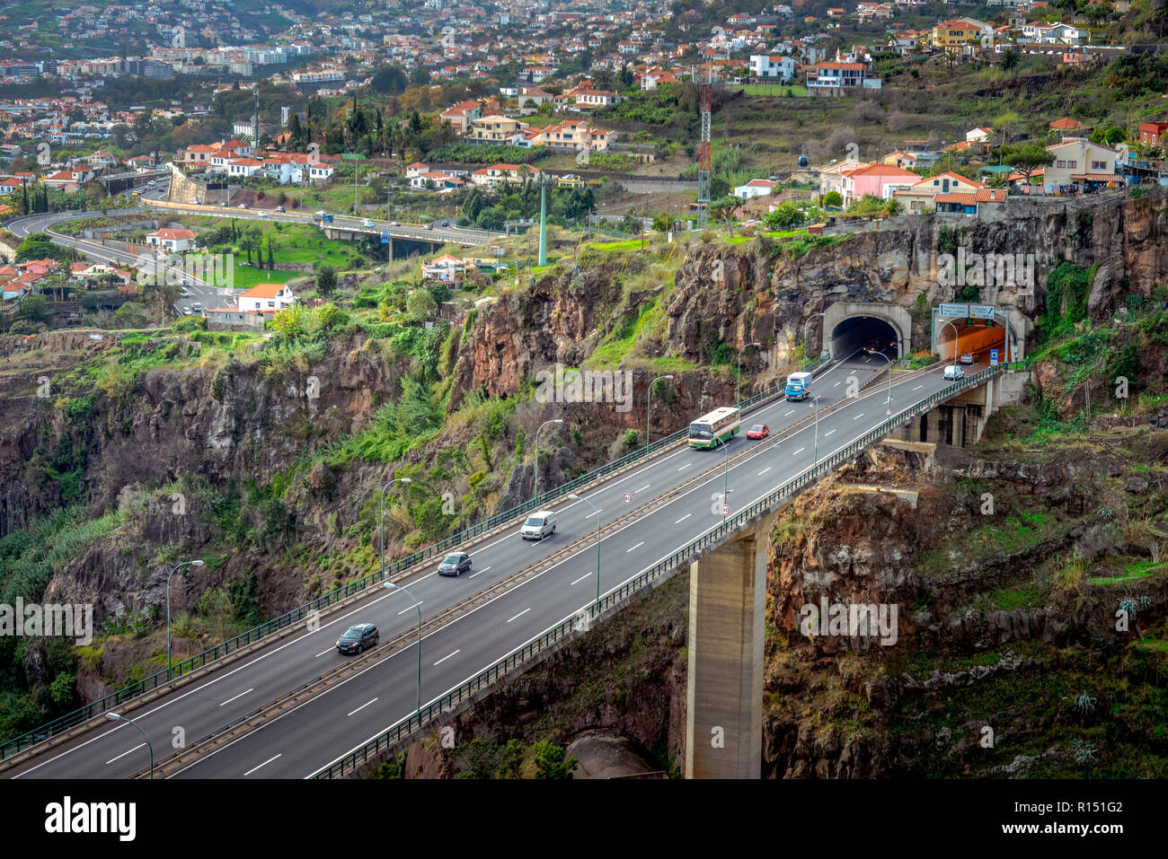 Autobahn VR 1, Funchal, Madeira, Portugal Stock Photo