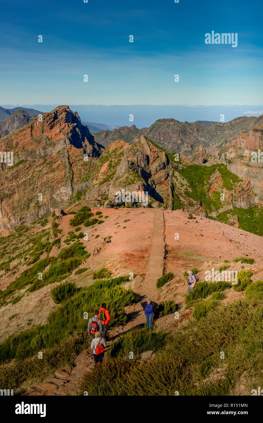 Wanderweg PR1 vom Pico do Arieiro zum Pico Ruivo, Madeira, Portugal Stock Photo