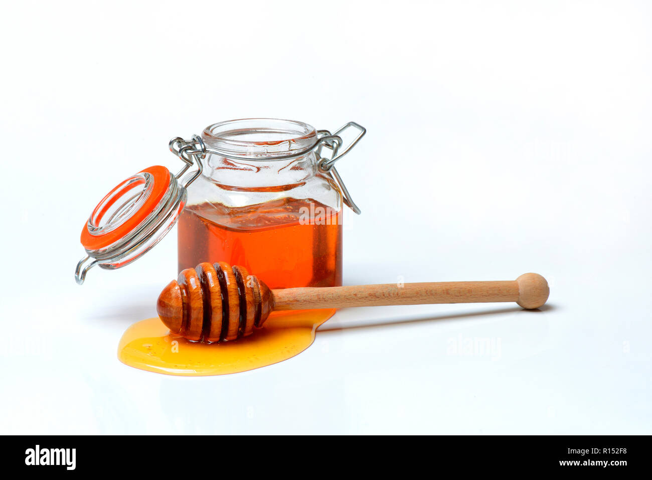 Glas with lime blossom honey Stock Photo Alamy