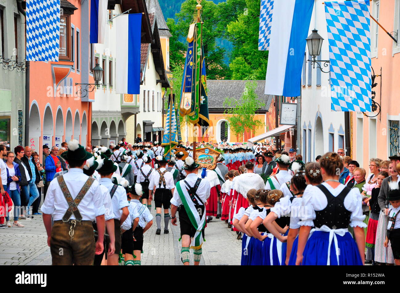 traditional costume parade, Werdenfels, Bavaria, Germany Stock Photo