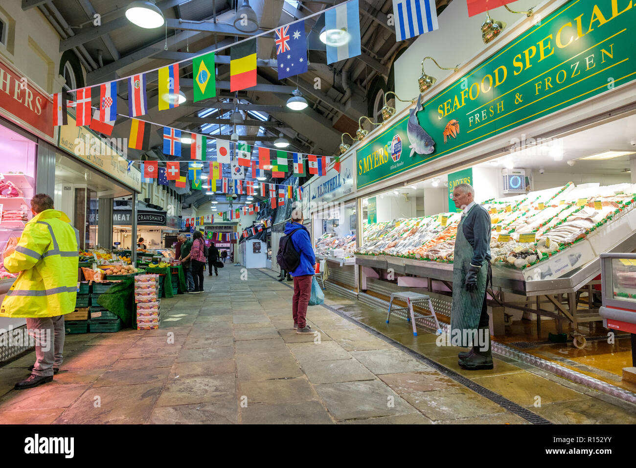 Leeds Kirkgate Market in the city center of Leeds. This historic market is the largest covered
