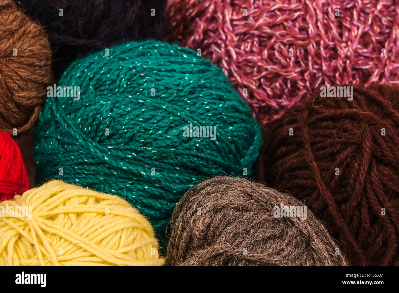 Colorful Balls Of Yarn Knitting Wool Threads Background