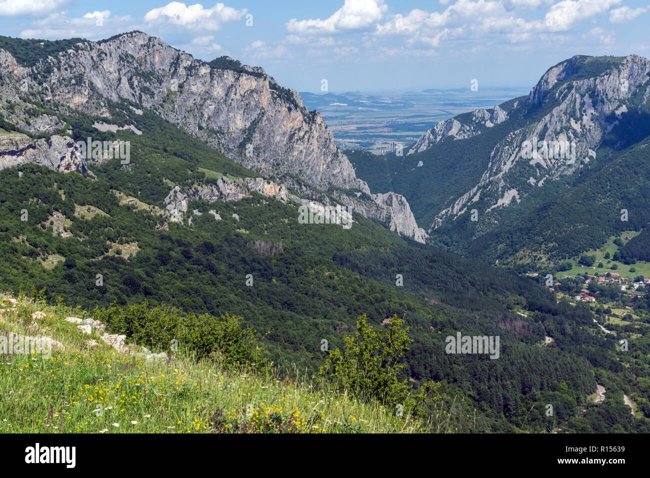 Amazing Landscape of Balkan Mountains with Vratsata pass, town of ...