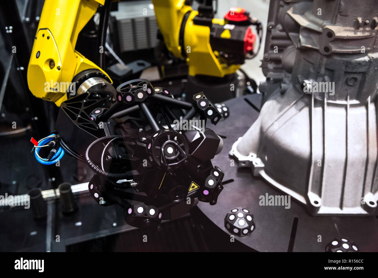 Robot arm with 3D optical CMM scanning system Stock Photo