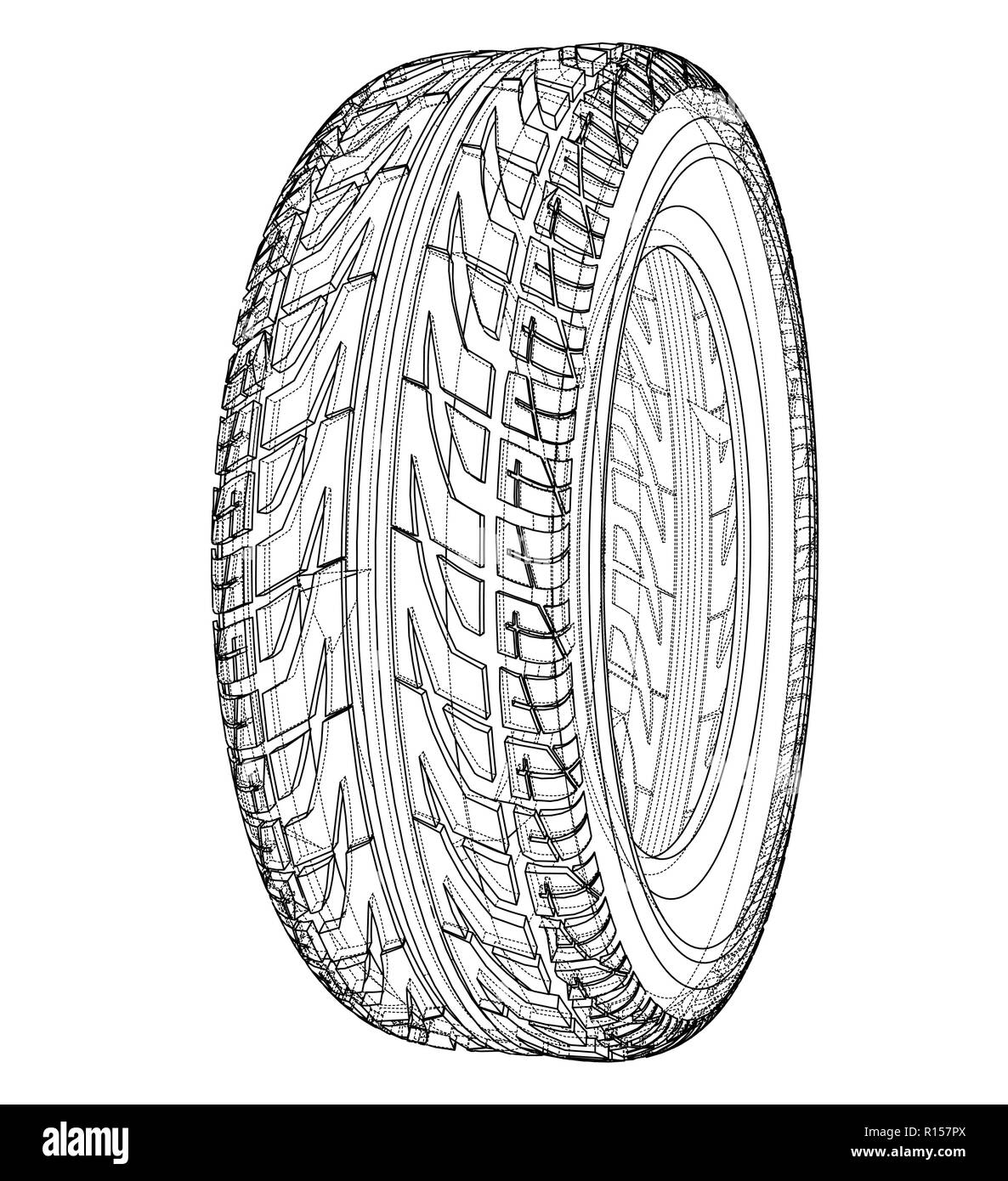 Car tire concept. Vector rendering of 3d Stock Vector