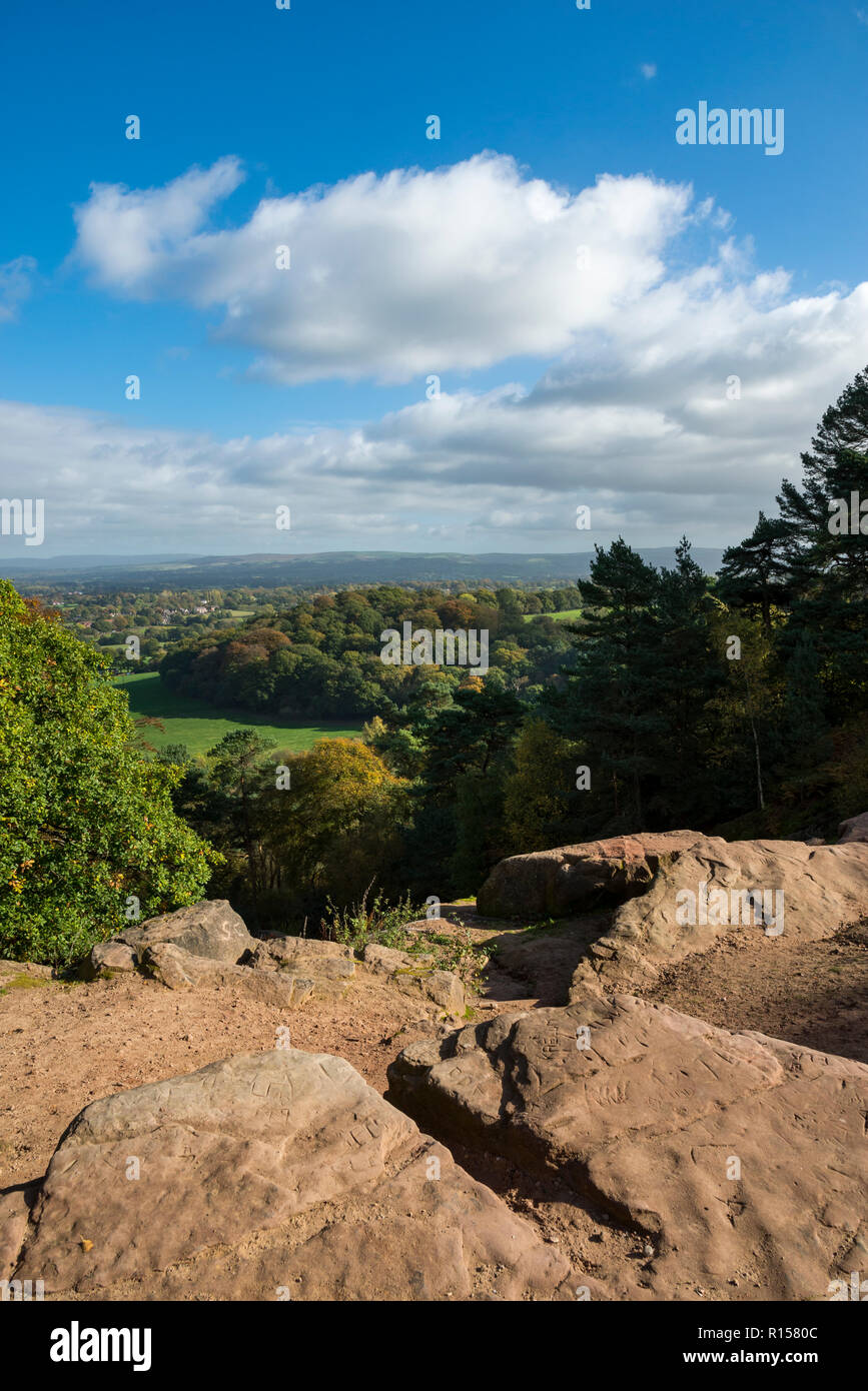 Beautiful view of Cheshire countryside from Stormy Point, Alderley Edge