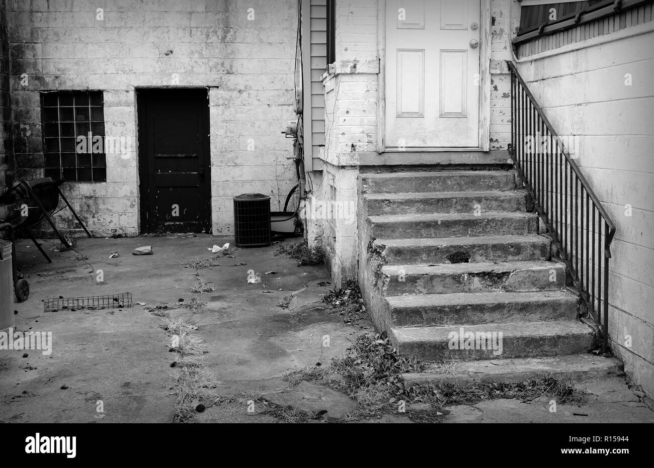 A door and stairway in an alley. Stock Photo