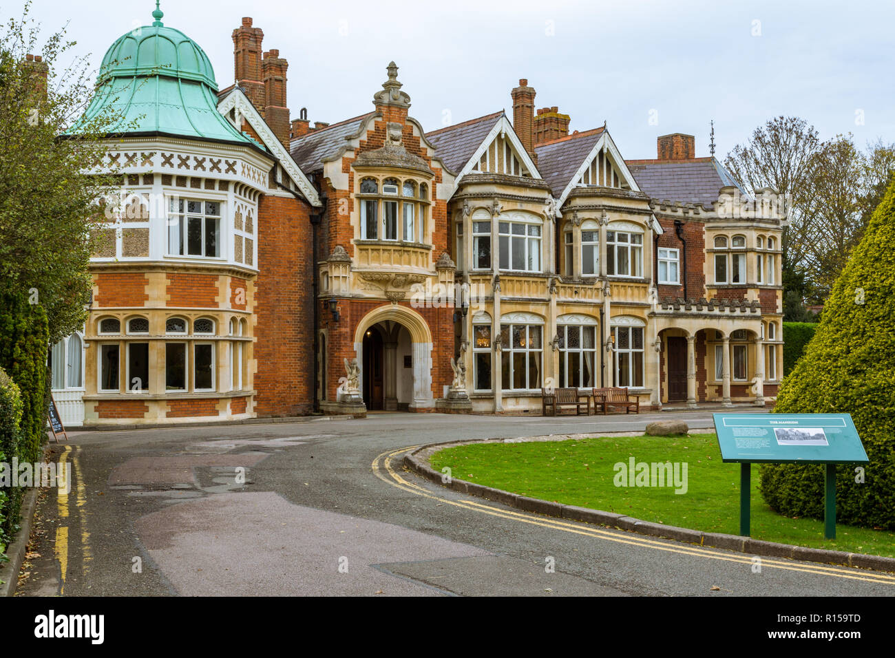 Bletchley Park is a nineteenth-century mansion and was the home of Government Code and Cypher School during world war 11, Bletchley, Bucks ,England UK Stock Photo