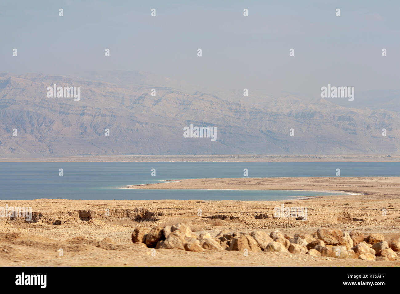 View of Dead Sea and View on Mountains in Jordan from Israel Stock ...