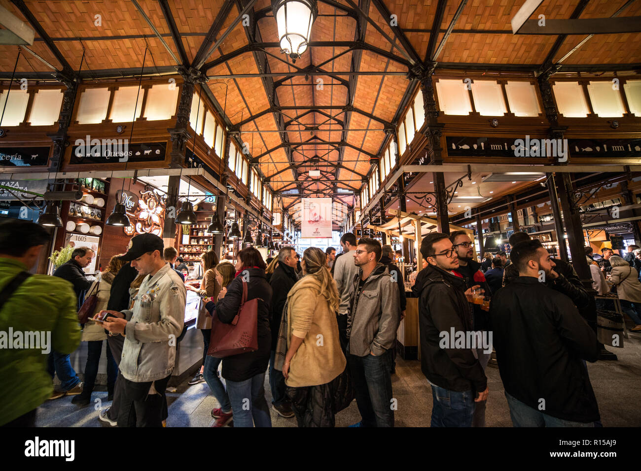 Mercado de San Miguel, Madrid, Spain, November 2018 Stock Photo
