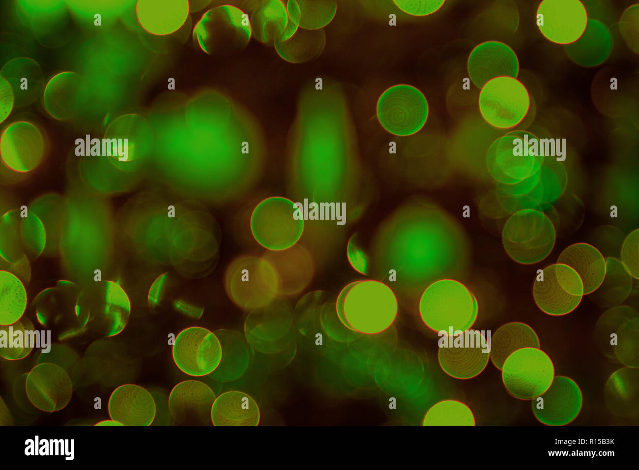 Christmas background of green lights Stock Photo