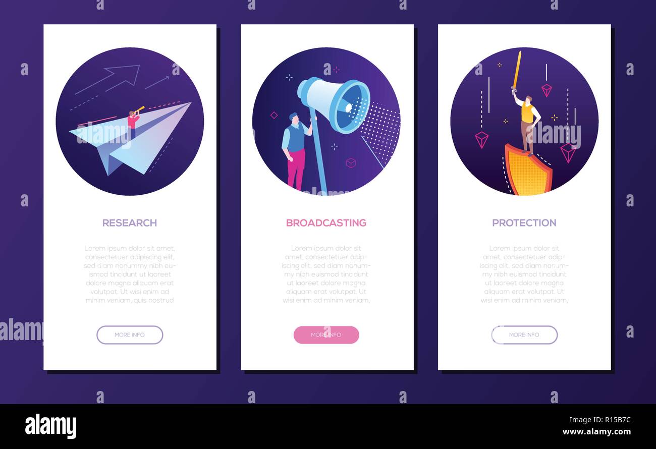 Business and technology - set of isometric banners Stock Vector Image ...