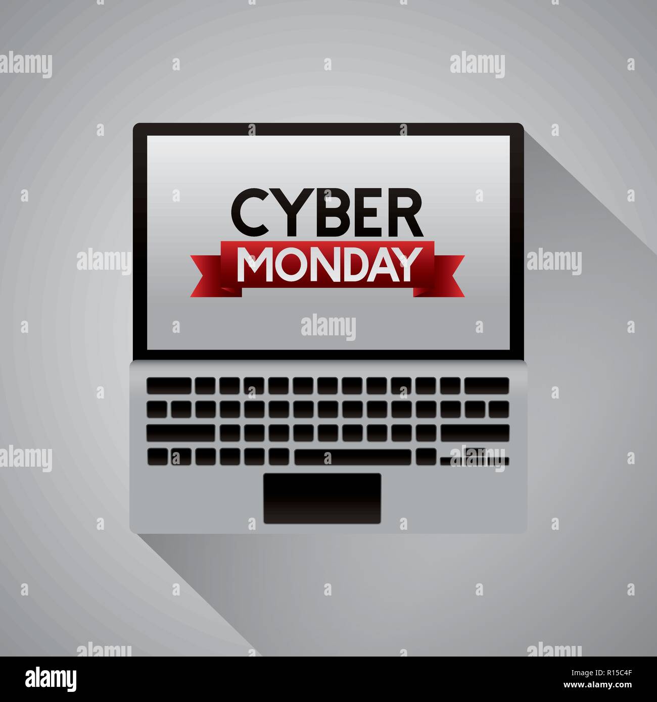 cyber monday computer keyboard ribbon vector illustration Stock Vector ...