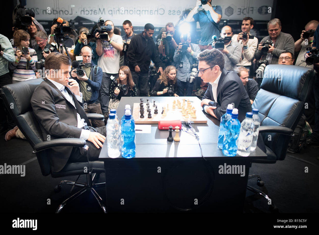 World Chess Championship in London 2018. Magnus Carlsen, World number One  from Norway, retained his title against Fabiano Caruana after a tie-break  Stock Photo - Alamy