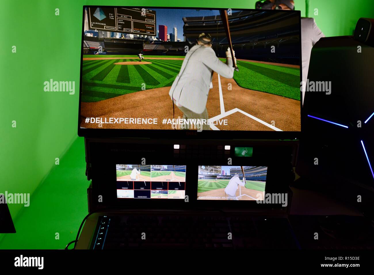 'Dell Experience' playing baseball virtual reality CES (Consumer Electronics Show), the world’s largest technology trade show, held in Las Vegas, USA. Stock Photo
