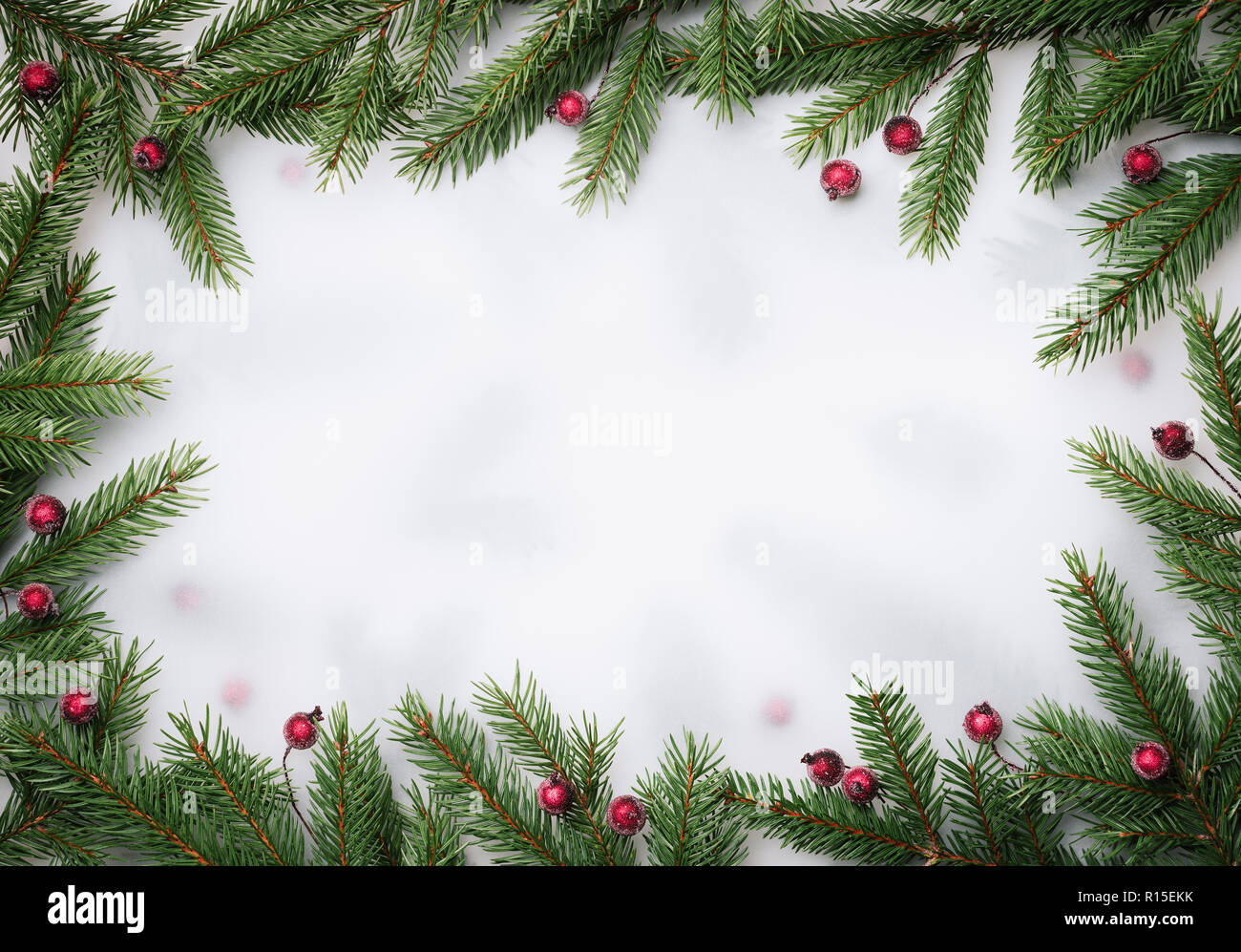Christmas Border On White Background Stock Photo - Download Image