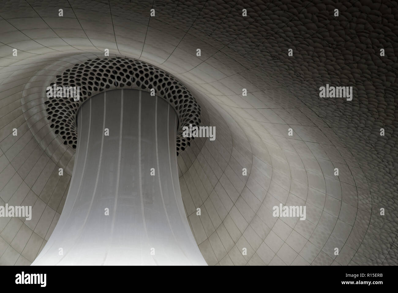 Hamburg, Germany - 17 August, 2018: Architectural details - ceiling of main (big) concert hall of Elbphilharmonie Stock Photo