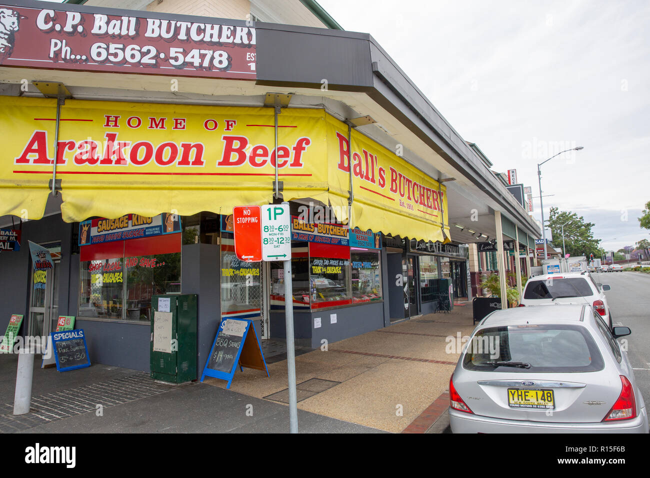 Butchers shop in Kempsey town centre selling arakoon beef,New South Wales,Australia Stock Photo