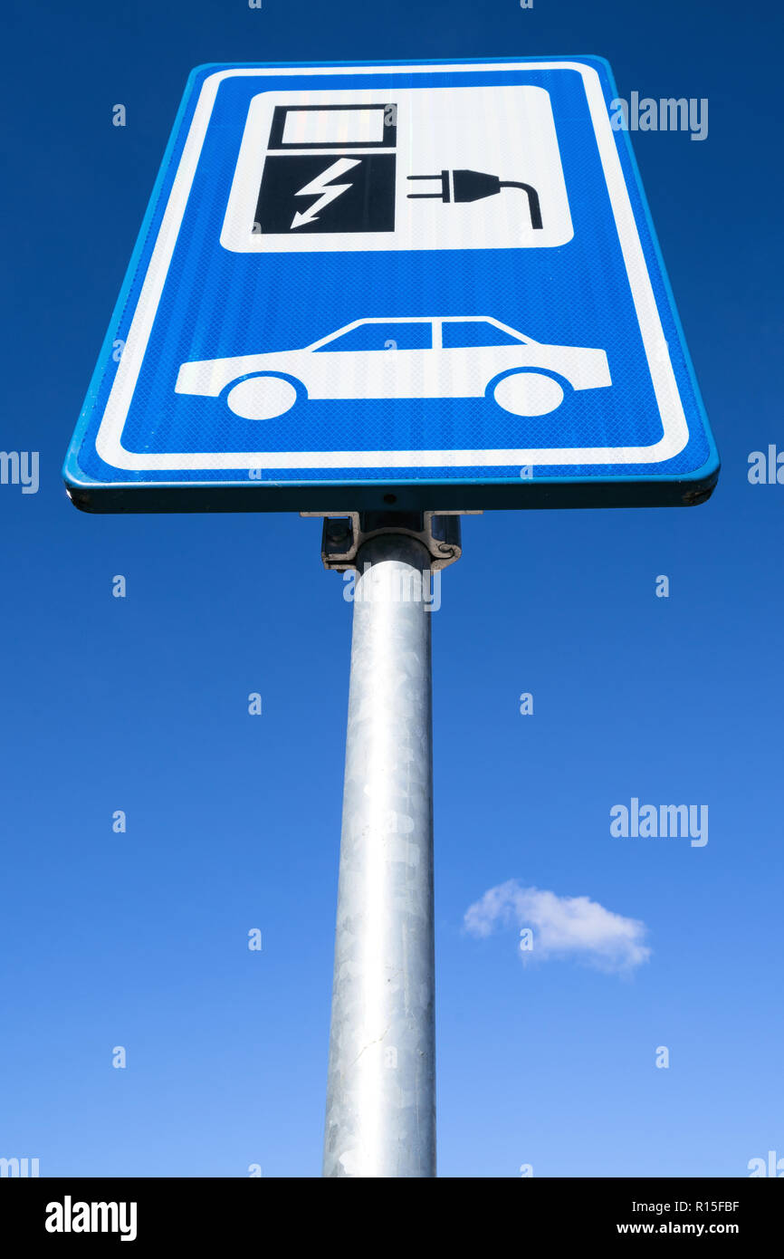 Dutch road sign electric vehicle charging station Stock Photo Alamy