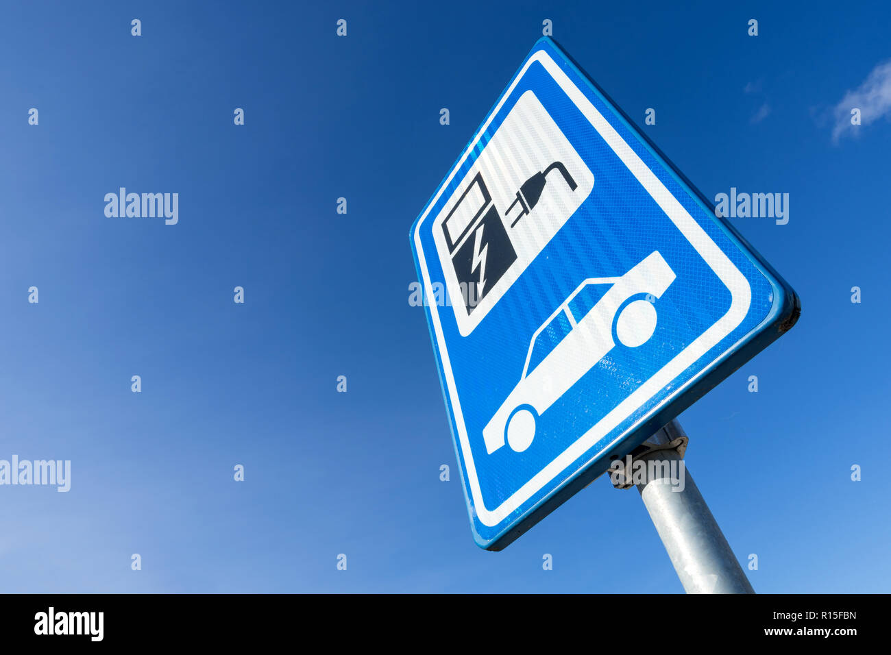 Dutch road sign: electric vehicle charging station Stock Photo